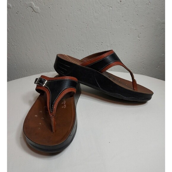Aerosoft Original Comfort Sandal Thong Slide Flip Flop Slip On Black Brown‎ 6.5 - Picture 1 of 9